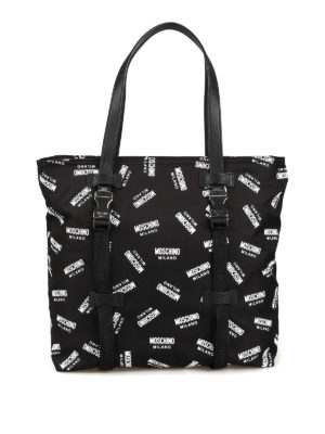MOSCHINO: shopper - Shopper destrutturata con stampa logo