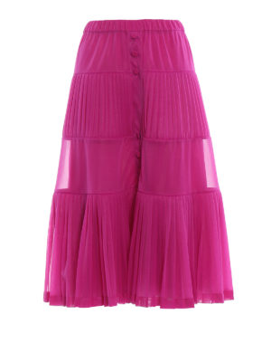 N°21: gonne al ginocchio  e longuette - Gonna fucsia con pannelli plissé
