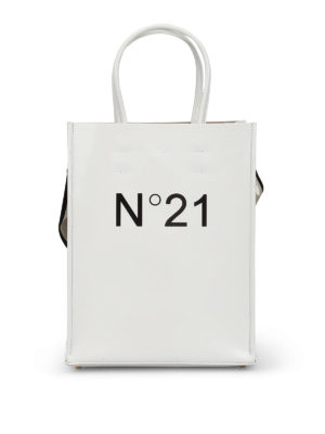 N°21: shopper - Borsa shopper bianca con stampa N°21