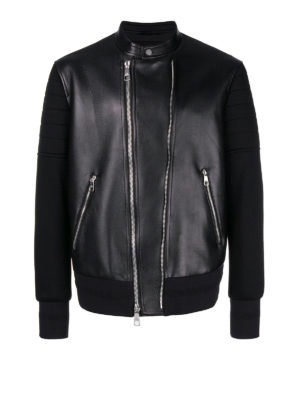 NEIL BARRETT: giacche in pelle - Giacca di pelle con inserti in viscosa