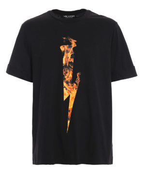 NEIL BARRETT: t-shirts - Burning lightning print T-shirt