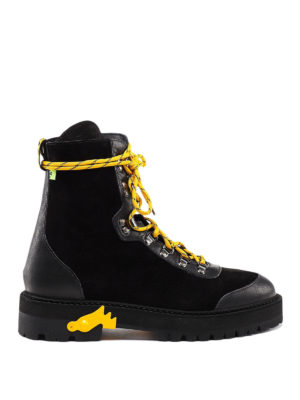 OFF-WHITE: tronchetti - Scarponcini neri in pelle scamosciata