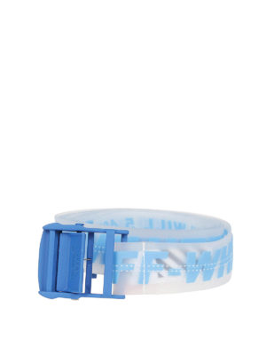 OFF-WHITE: cinture - Cintura Industrial in gomma e fibbia blu