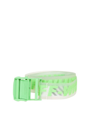 OFF-WHITE: cinture - Cintura Industrial in gomma e fibbia verde