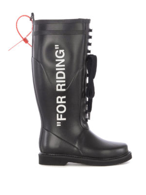 OFF-WHITE: stivali - Stivali in gomma For Riding Wellington