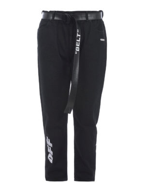 OFF-WHITE: pantaloni casual - Pantaloni in denim nero con cintura