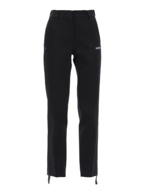 OFF-WHITE: pantaloni casual - Pantaloni con logo davanti