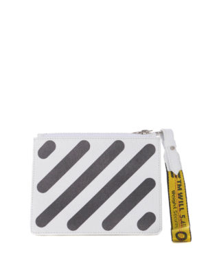 OFF-WHITE: pochette - Clutch Diag due in uno bianca