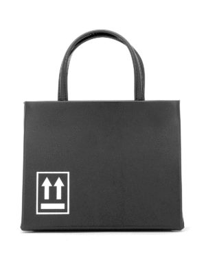 OFF-WHITE: borse a tracolla - Borsa a mano in pelle nera Mini Box