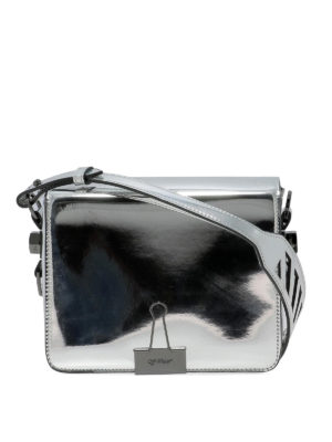 OFF-WHITE: borse a tracolla - Borsa a spalla argento Mirror Binder Clip