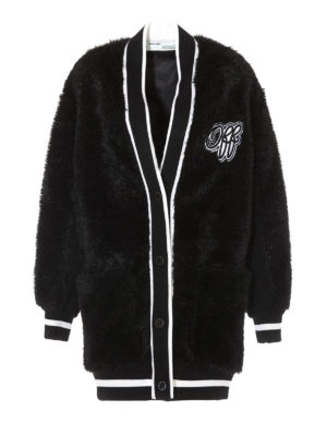 OFF-WHITE: Fur & Shearling Coats - Faux fur varsity coat