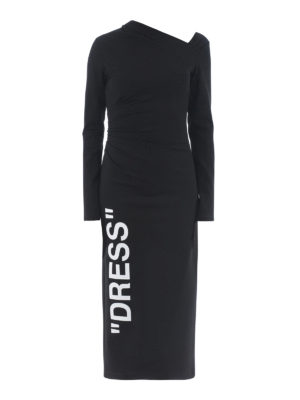 OFF-WHITE: abiti al ginocchio - Abito in jersey di viscosa con grafica Dress