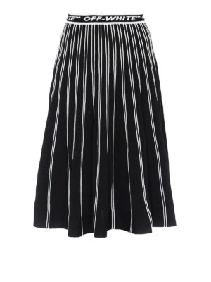 OFF-WHITE: gonne al ginocchio  e longuette - Gonna midi a righe con effetto plissettata