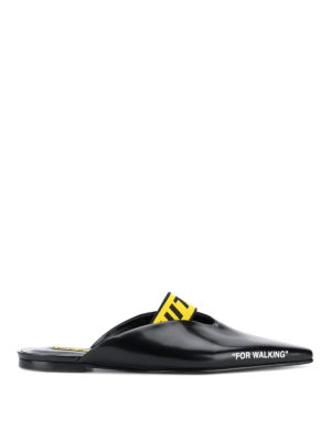 OFF-WHITE: Mocassini e slippers - Slippers in pelle con punta tonda