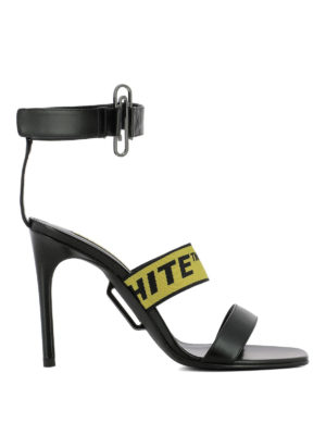 OFF-WHITE: sandali - Sandali in pelle con fascia logo e foulard
