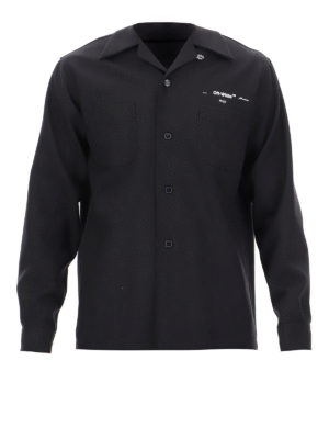 OFF-WHITE: camicie - Camicia in lana nera