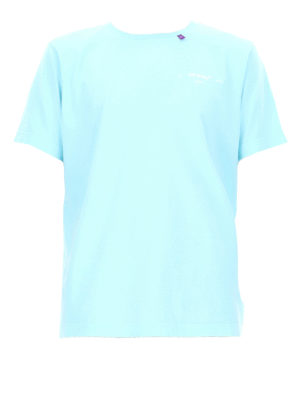 OFF-WHITE: t-shirt - T-shirt azzurra con stampa logo