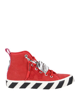 OFF-WHITE: trainers - Mid Top Vulcanized suede sneakers