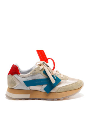 OFF-WHITE: sneakers - Sneaker Runner in camoscio e nylon
