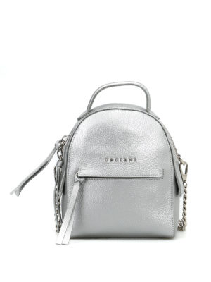 ORCIANI: zaini - Mini zaino in pelle a grana argento