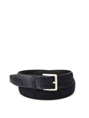 ORCIANI: cinture - Cintura in camoscio spazzolato blu