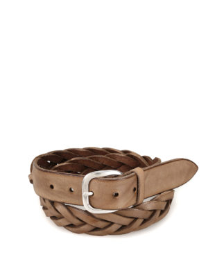 ORCIANI: cinture - Cintura in pelle marrone intrecciata