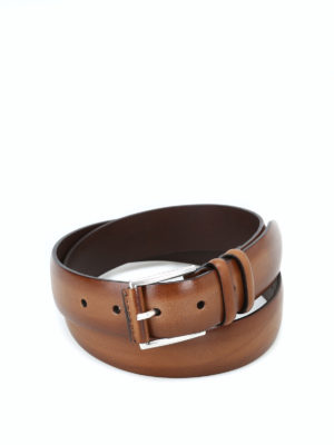 ORCIANI: cinture - Cintura Buffer in pelle color cuoio