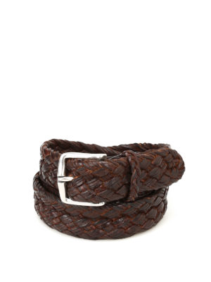 ORCIANI: cinture - Cintura in pelle intrecciata ebano