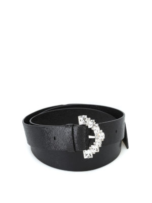 ORCIANI: cinture - Cintura Cosmo nera con fibbia di strass