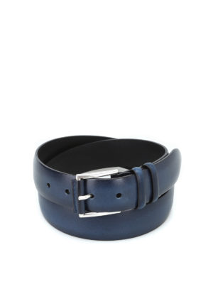 ORCIANI: cinture - Cintura Buffer in pelle color blù