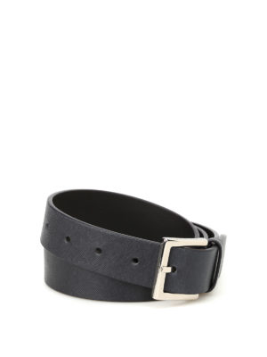 ORCIANI: cinture - Cintura in pelle saffiano blu scuro