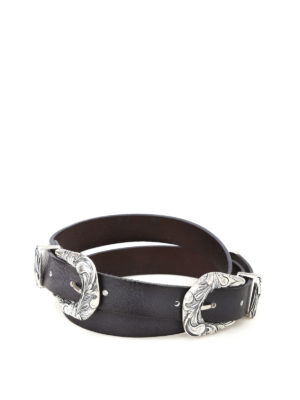 ORCIANI: cinture - Cintura in pelle con doppia fibbia