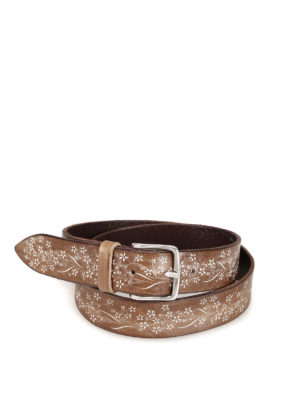ORCIANI: cinture - Cintura in pelle con motivo a fiori