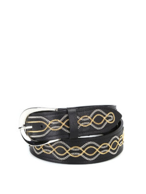 ORCIANI: cinture - Cintura Lotus in pelle con catenelle