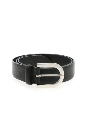 ORCIANI: belts - Micron hammered leather belt in black