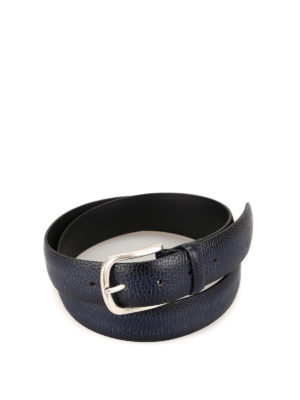 ORCIANI: cinture - Cintura in pelle a grana blu navy