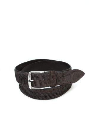 ORCIANI: cinture - Cintura New Bark in pelle testa di moro