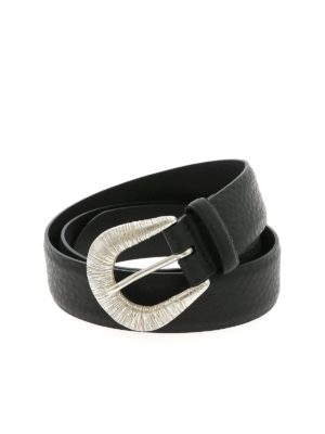 ORCIANI: belts - Soft belt in black with striped effect buckle