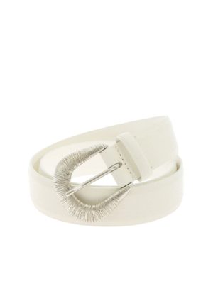 ORCIANI: belts - Soft belt in white with striped effect buckle