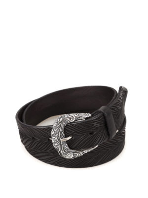 ORCIANI: cinture - Cintura in pelle incisa con fibbia lavorata