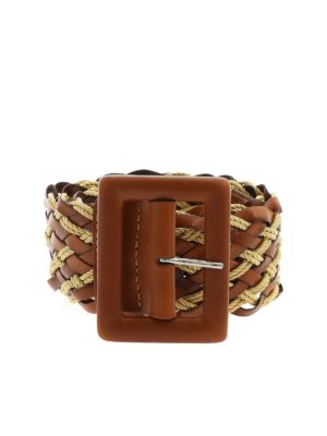 ORCIANI: belts - Twine brown leather belt with braided