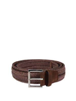 ORCIANI: cinture - Cintura in corda intrecciata e camoscio