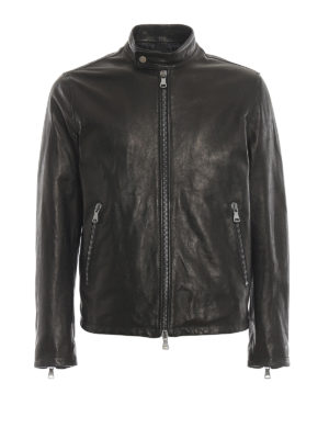 ORCIANI: leather jacket - Black leather puffer jacket