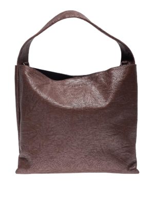 ORCIANI: shoulder bags - Jackie Shadow printed laminated leather bag