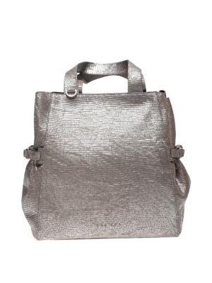 ORCIANI: totes bags - Fan printed laminated leather medium bag