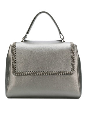 ORCIANI: shopper - Borsa Sveva Chain in pelle metallizzata