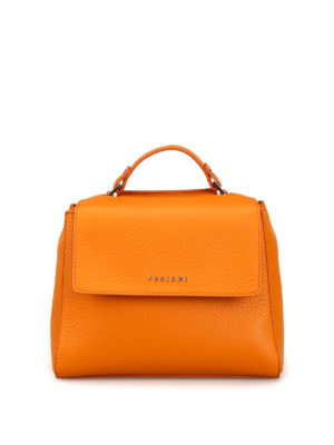 ORCIANI: shopper - Borsa Sveva S in pelle arancione chiara