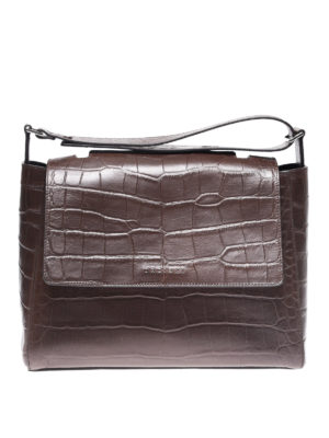 ORCIANI: shopper - Borsa Sveva Soft M in pelle cocco marrone