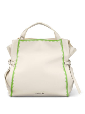 ORCIANI: shopper - Borsa grande Fan in pelle bicolore