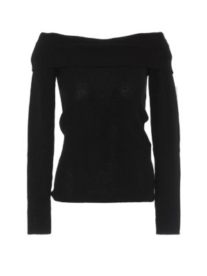 P.A.R.O.S.H.: maglia collo a barchetta - Maglia off the shoulder in lana nera